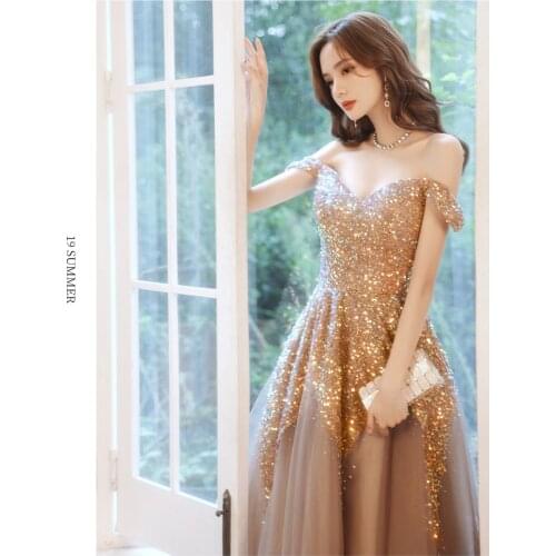 Luxury champagne golden beading royal queen long dress medieval Renaissance Victoria ball gown/customs size make