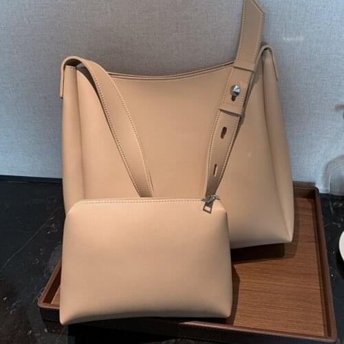 Luxury Shoulder Bags for Women 2021 High Quality Solid Color Leather Handbag Trend Fashion Underarm Bucket Bag Female Sac A Main