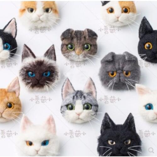 Wool felt poke, cats brooch, Garfield cat folding cat, Siam cat short haired cat wool needlepoint kit wool felt needle felting