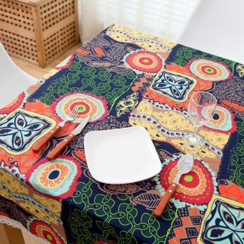 Chinese style ethnic style cotton and linen restaurant tablecloth bar cafe coffee table tablecloth table cover towel