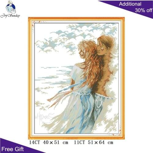Joy Sunday Lovers Cross Stitch R441 Home Decor Counted and Stamped Romantic Lovers Needlework Embroidery DIY Cross Stitch Kits