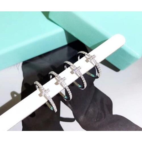 Top grade fashion women cross finger famous brand sign wedding ring engagement jewelry