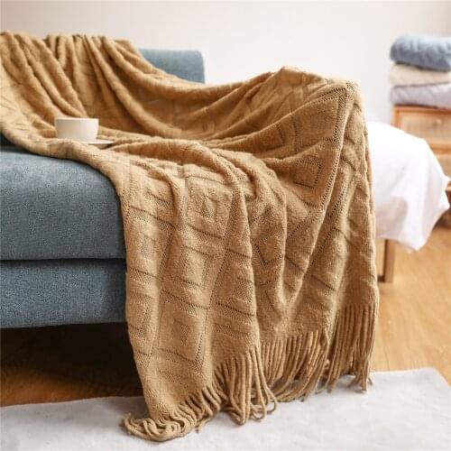 Jacquard Sofa Blanket Towel Spring Autumn Winter Thickened Knitting Blanket Office Nap Custom Throw Blanket