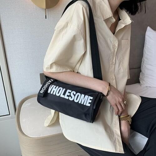 MJ Women Crossbody Bag Oxford Cloth Baguette Shoulder Handbag Wide Strap Female Messenger Bags Versatile Purses Phone Bag