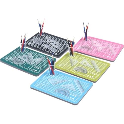 1:12 Dollhouse Miniature Cutting Mat Ruler Pencil Pen Holder Set Model For Doll Home Decor