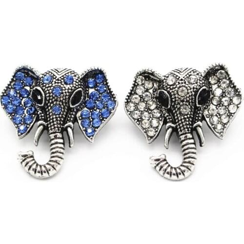 Hot selling 1pcs/lot Ginger Rhinestone Elephant Snap Buttons Jewelry Fit 18mm Snap Bracelets for women Snap diy Jewelry