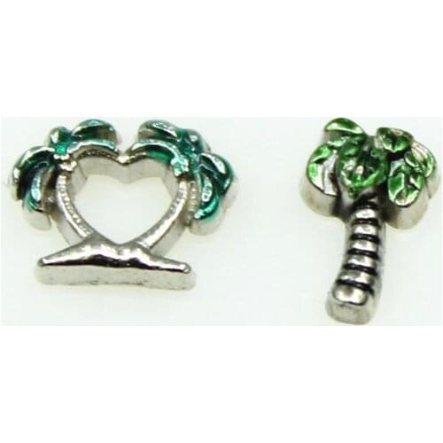 Small Wholesale 20pcs/lot coconut tree Floating Charms Living Glass Memory Lockets Floating Charms DIY Jewelry Accessory