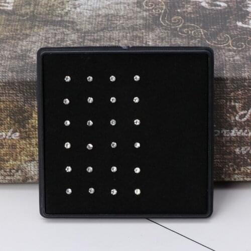 24x Rhinestone Stainless Steel Crystal Nose Ring Bone Stud Body Piercing Jewelry C1FE