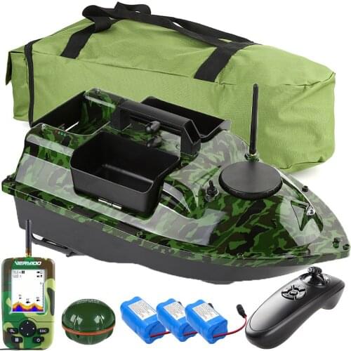500M Fishing Bait Boat RC Boat Carp Angling Bait&Hook Post Speedboat 3 Lure Hoppers,GPS LCD Fishfinder with Sonar Sensor,Handbag