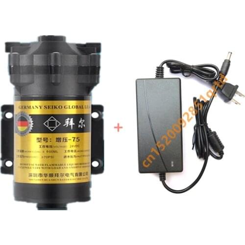 75 Gpd Diaphragm Booster Pump 24v High Pressure Pump Power Adapter Water Purifier Parts Water Reverse Osmosis System Aquarium