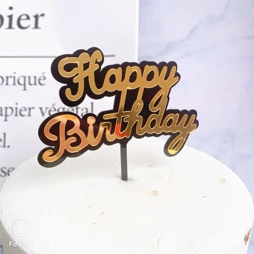 Acrylic Happy Birthday Cake Topper Gold Cute Double Layer Cake Topper For Girls Kids Birthday Party Cake Decorations Baby Shower