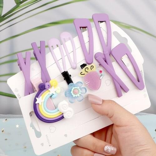 Fashion Children Cute Purple Style Hairpin Cartoon Rainbow Flower Fruit Sweet Hair Clip Barrette Headdress Baby Hair Accessories