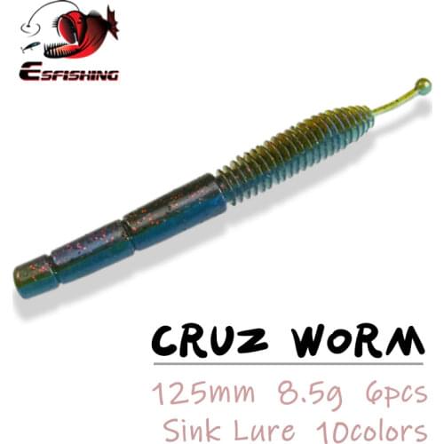 ESFISHING Soft Lure Cruz Worm 125mmm Sea Fishing Soft Bait Iscas Artificial Crankbait Carp Fishing Tackle China Jerkbait