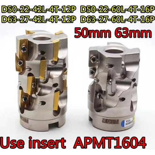 BAP-400R D50-22-42L-4T-12P D50-22-60L-4T-16P D63-27-42L-4T-12P D63-27-60L-4T-16P Corn milling cutter Use insert APMT1604