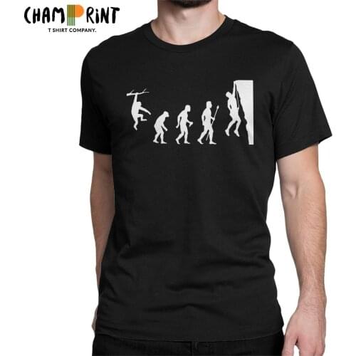 Funny Rock Climbing Evolution T-Shirt for Men Funny 100% Cotton Tee Shirt Round Neck Short Sleeve T Shirt Gift Idea Clothes