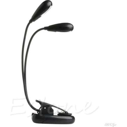 Flexible 2 Dual Arms Clip On 4 LED Light Lamp for Book Reading Tablet Lamp New Drop ship