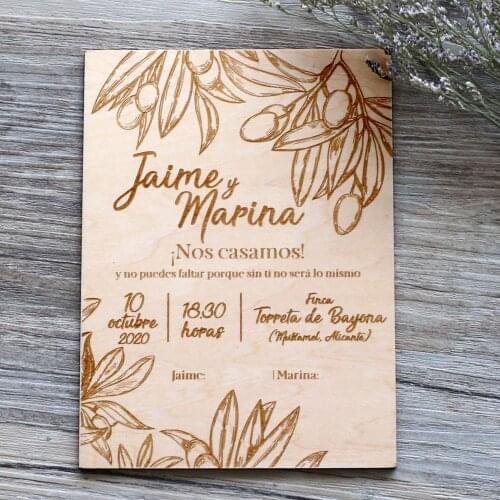 Customized Rustic Floral Wedding Invitation,unique Flower Invitations, Laser Cut Wooden invitation,birthday party Invitation