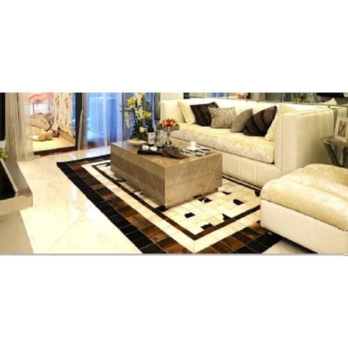Fashionable art carpet 100% natural genuine cowhide leather handmade chinese rugs