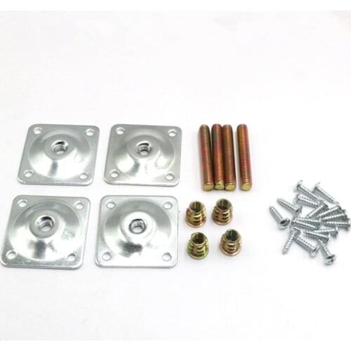 Leg Mounting Plates, Furniture Leg Attachment Plates T-Plate Sofa Legs with Hanger Bolts for Furniture Sofas Couches Seats