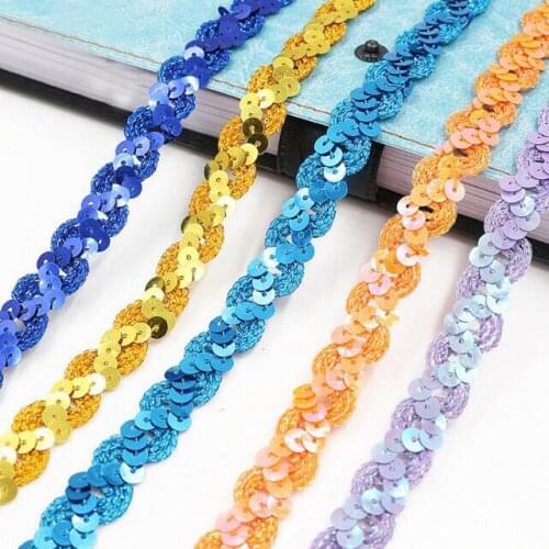 25M 1.5cm Wave Beading Sequins Lace Trim Ribbon For Wedding Decor Handmade DIY Craft Lace Ribbon Fabric Sewing Garments Supplies