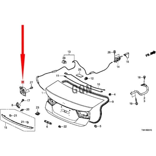 Trunk lid lock mechanism 2018-Hon daA CCO RD Tail door lock assembly trunk lock engine fuel tank lid lock lock driver