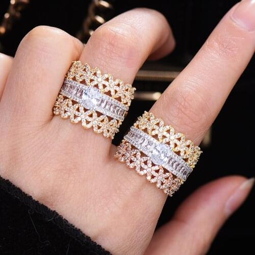 GODKI Luxury 3 Layers Bold Statement Rings with Zirconia Stones 2021 Women Engagement Party Jewelry High Quality