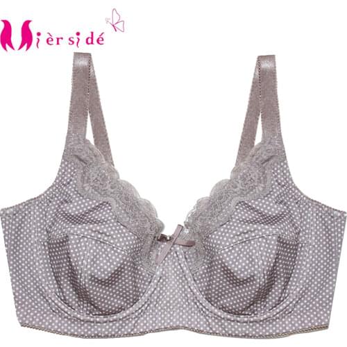 Mierside D0295 Fashion Polka Dot Womens Bra Plus size Bra Lingerie Gray/Black/Brown C/D/DD/DDD/E/F/G