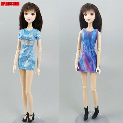 Fashion Summer Short Dresses For Barbie Doll Clothes Casual Wear Outfits For Barbie Dolls Accessories Kids DIY Toys 1/6