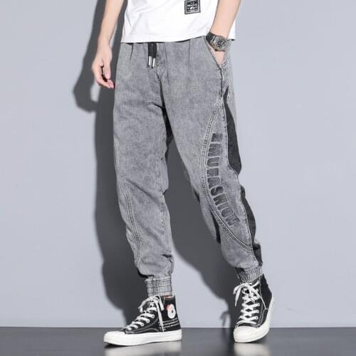 2021 New Elasticity Men Jeans Pants Hip Hop High Street Chrome Jeans Loose Student Straight Casual Trousers