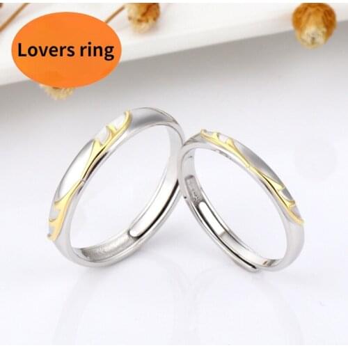 925 Silver Lovers Ring Sterling Silver Antler Shape Resizable Men and Women Ring S925 Creative Deer Engagement Wedding Ring