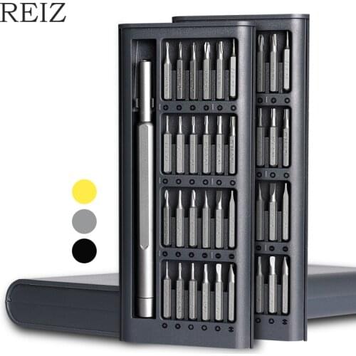 REIZ 25 In 1 Precision Screwdriver Set Magnetic Removable Screw Bit Phillips Slotted Household DIY Phone PC Repair Hand Tool