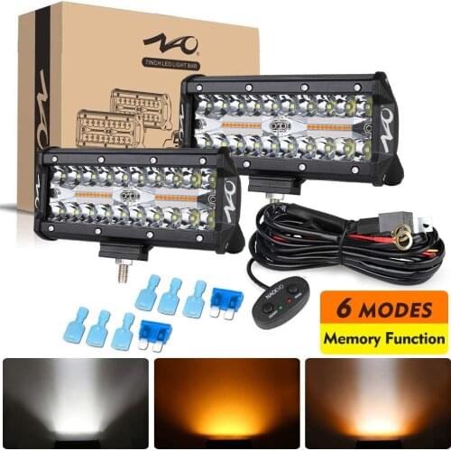 NAO LED Bar Strobe Work Light 12V 24V Dual Color 6 Modes Runinng Lights For Car 4x4 Accessories Off road SUV Truck Boat Fog Lamp