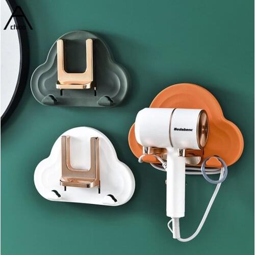 Bathroom Hair Dryer Holder Rack Wall-mounted Blower Home Organizer No Drilling Shelf Storage WC Bathroom Accessories