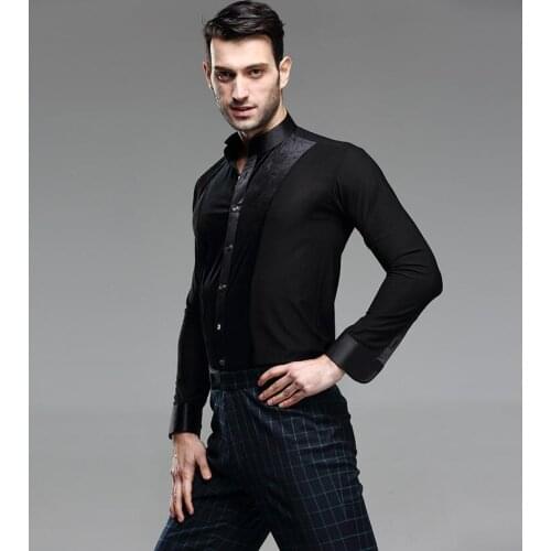 2019 new mens Latin dance shirt Competition Performance Ballroom Modern Salsa Tango Samba latin mens shirts boys dancewear