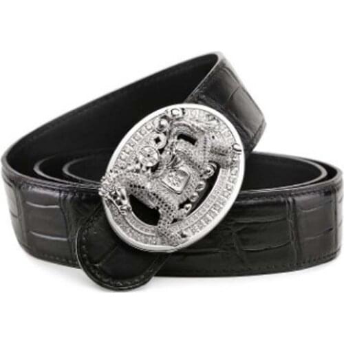 LINSHE new The crocodile The belt men The real thing luxury big The belt Smooth buckle Rich ma Genuine leather belts