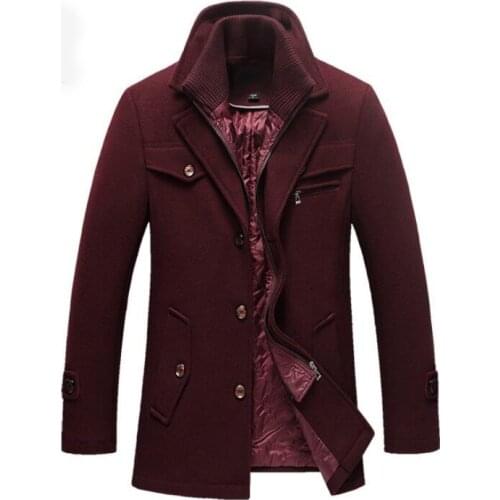 New Winter Wool Coat Slim Fit Jackets Mens Casual Warm Outerwear Jacket and coat Men Pea Coat Size M-4XL