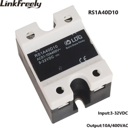 RS1A40D10 10pcs Triac Single Phase AC Solid State Relay 10A,3V 5V 12V 24V 32VDC Input Output 42-440VAC,DC Control AC SSR Relay