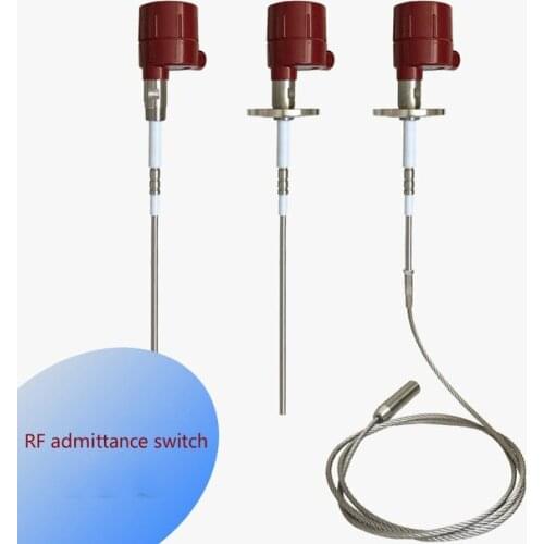 Radio frequency admittance level switch, radio frequency capacitance liquid level switch, anti hanging material anti-interferenc