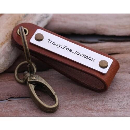 Personalized Mens Leather keychain - Handmade Leather key chain - Key Fobs