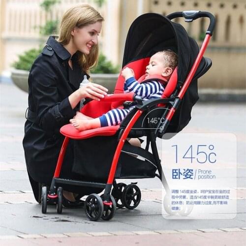 Portable Four Wheel Baby Stroller Easy Folding Carriage Buggy Boarding Baby Pram Stroller