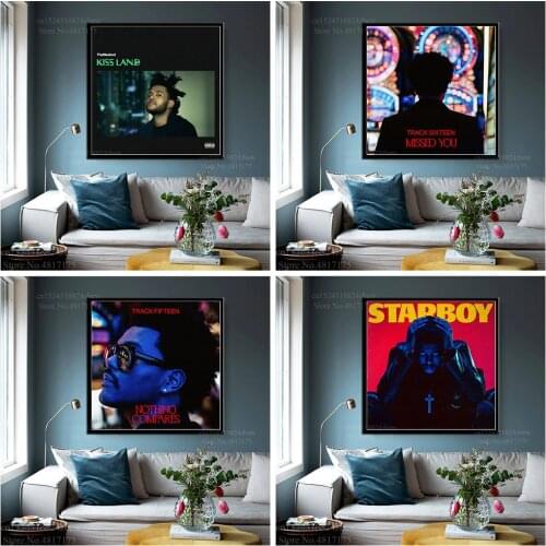 The Weeknd Poster Rapper Singer Music Album Starboy Kiss Land Trilogy Canvas Painting Wall Art Posters and Prints Home Decor