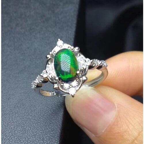 Classic style Simple and exquisite, natural black Opal ring, rare gemstone, 925 Silver