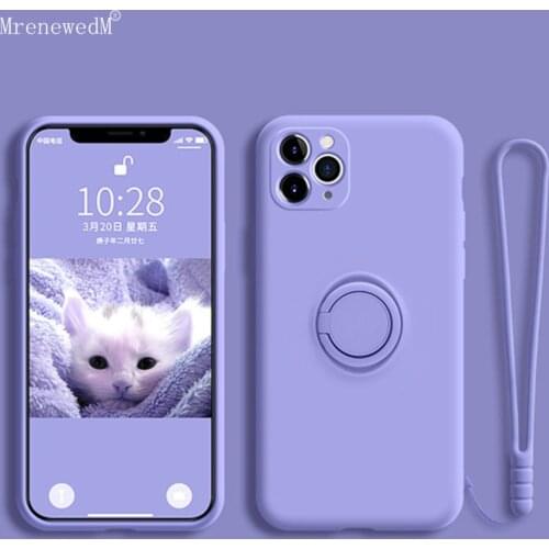 MrenewedM 12 Mini 11 Pro Luxury Liquid Silicone Phone Case For iPhone XR Xs Max 6S 7 8 Plus Shockproof Magnet Ring Holder Cover
