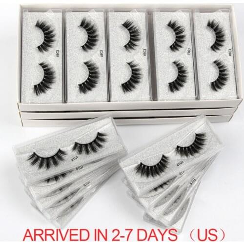 SHIDISHANGPIN bulk faux mink lashes wholesale 10/30/50/100 pcs natural long false eyelashes set 3d fluffy volume eyelash cils