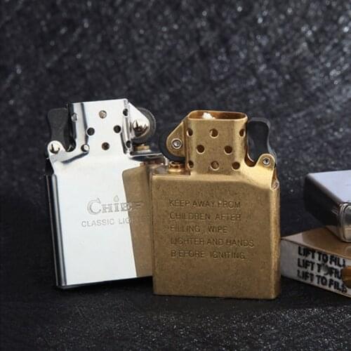 Retro Brass Kerosene Lighter Core Old Oil Gasoline Cigarette Lighter Liner Windproof Lighter Universal Movement Accessories