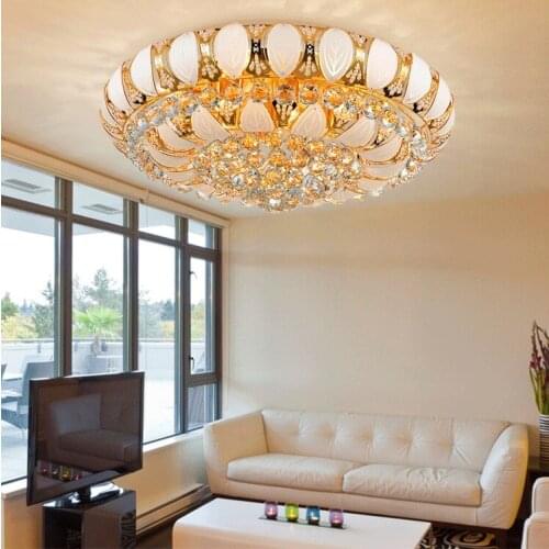 European style luxury crystal Ceiling lamp LED hall round the living room bedroom Restaurant hotel ceiling lights 110-240V