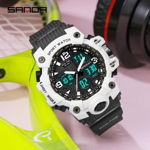 SANDA 2021 Brand Watch Mens Fashion LED Digital Military Sports Watch Waterproof Watch Mens Luxury Quartz Digital Watch 942