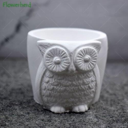 Nordic Owl Flower Pot Clay Molds Silicone Mold for Concrete Vase Cement Molds Succulent Plants Pot Mold Concrete Planters Molds