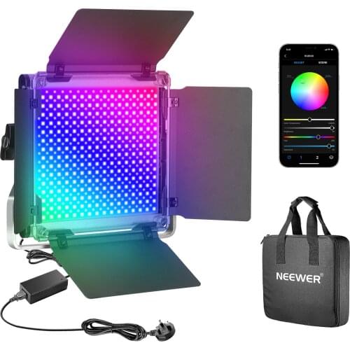 Neewer RGB Led Light with APP Control, SMD LEDs CRI95/3200K-5600K/Brightness 0-100%/0-360 Adjustable Colors/10 Applicable Scene