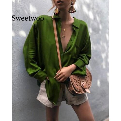 SWEETWOO Womens Silk Shirts